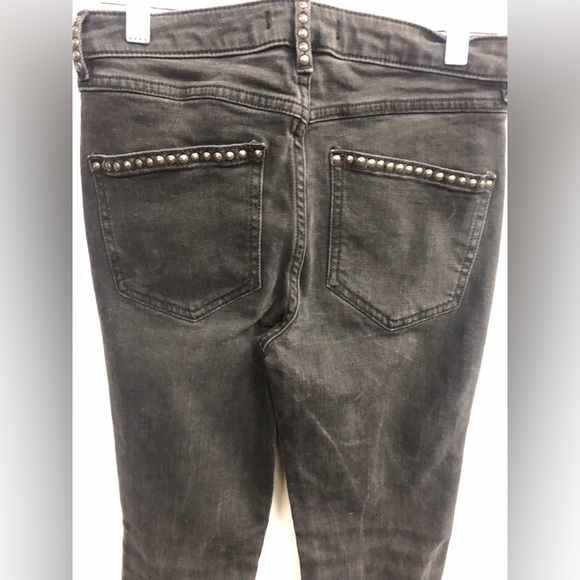 FREE PEOPLE ripped distressed black washed skinny ladies jeans in size 25 - Picture 3 of 8